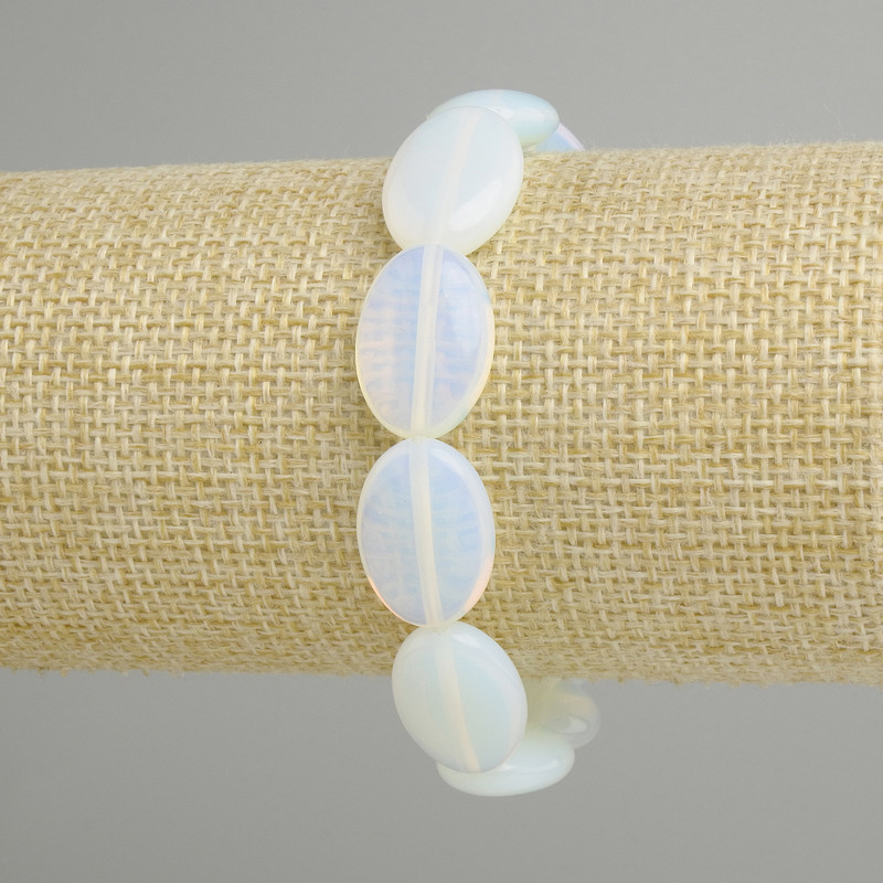 Náramek z měsíčního kamene opalit, průměr 18×13 mm, délka 18 cm, elastický