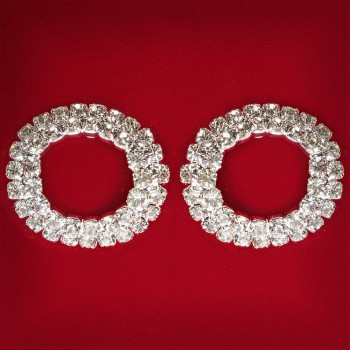 ( 25 mm ) Dámské náušnice bílé se krystaly, světlý kov, svatební a večerní – náušnice na puzetu kruhové střední