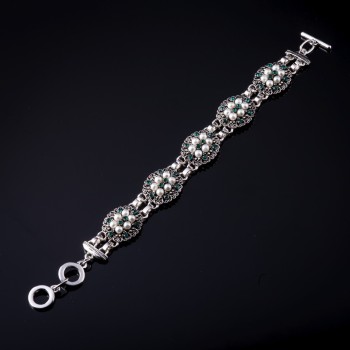 Náramek Líza ze zeleného skla 22 cm