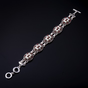 Náramek Líza červené sklo 22 cm