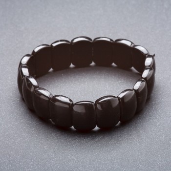 Náramek na gumičce z černého achátu „řetěz“ 15×11 mm