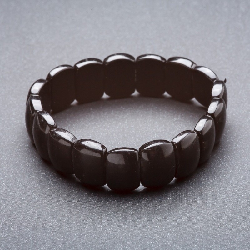 Náramek na gumičce z černého achátu „řetěz“ 15×11 mm