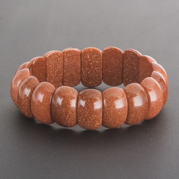 Náramek z aventurínu „Zlatý písek“ na gumičce, obdélníkové články 2×1 cm