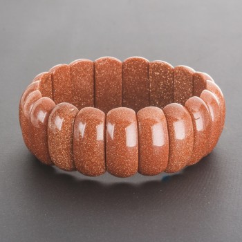 Náramek z aventurínu "Zlatý písek" na elastické šňůře, obdélníkové články 25×12(±) cm