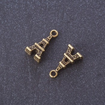 Přívěšek z kovových komponentů „Eiffelova věž“ barva kovu „bronz“ 1,6×0,8 cm balení 20 g ±19 ks