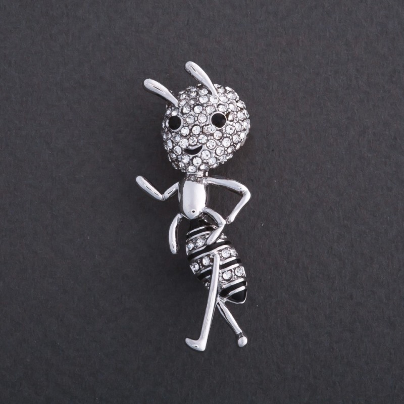 Brožka "Odvážný mravenec" 4×2 cm, barva kovu: stříbro