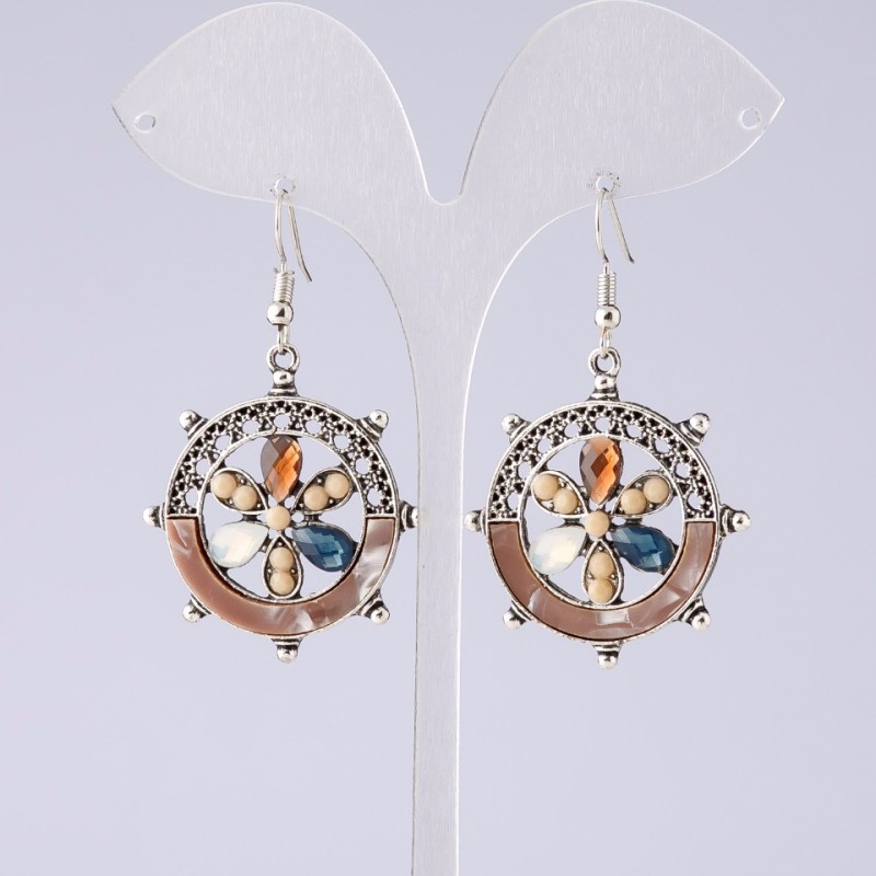 Náušnice „Květ přání“ kapučíno série „Purpur“, délka 5 cm