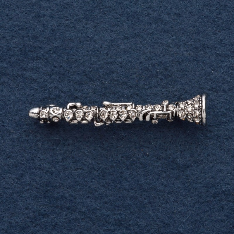 Brožka 'Flétna' šedý kov 4,5 cm