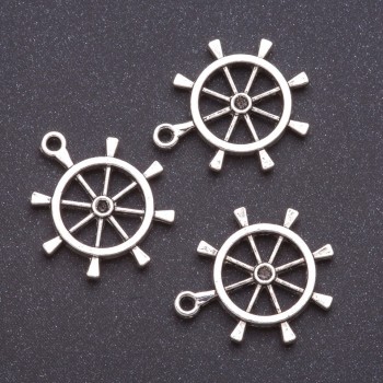 Přívěšek – kormidlo, šedý kov, rozměry: b 4 mm, L 7 mm, hmotnost 20 g, balení ±7 ks