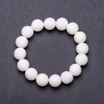 Náramek z bílého houbovitého korálu na gumičce, průměr 12 mm, délka 18 cm