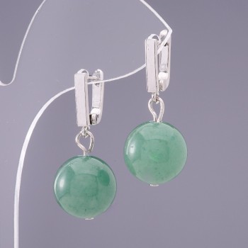 Náušnice „Elegant“ s nefritem, průměr 12 mm