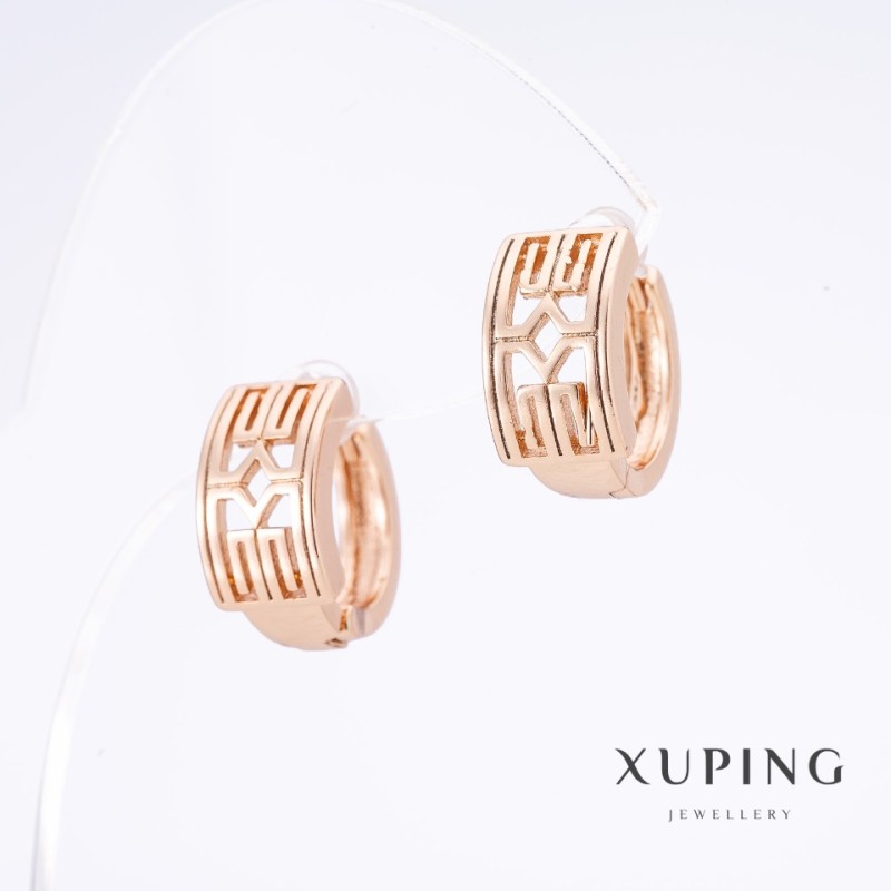 Náušnice Xuping pozlacené 18K, délka 1,5 cm, tloušťka 7,5 mm