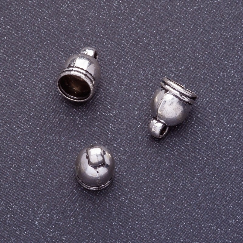 Koncovka pro bižuterii, délka 11×7,5 mm, d2-5 mm, d3-1,5 mm, barva stříbrná, balení 20 g ± 25 ks