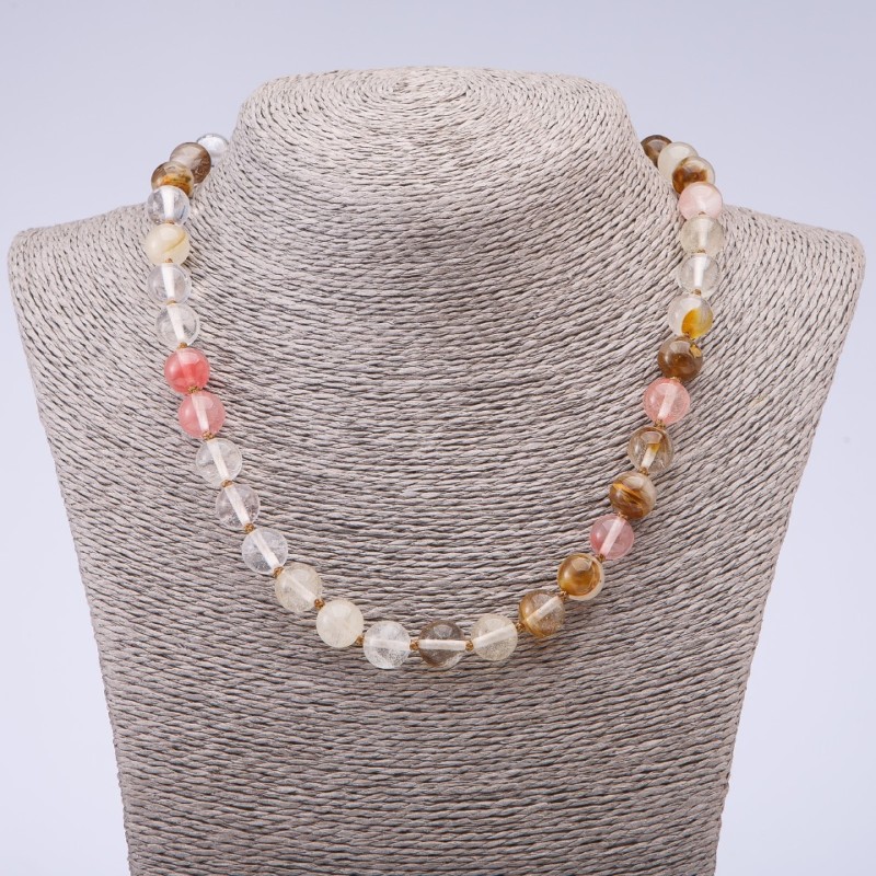 Náhrdelník z přírodního chalcedonu, průměr 10 mm, délka 45 cm