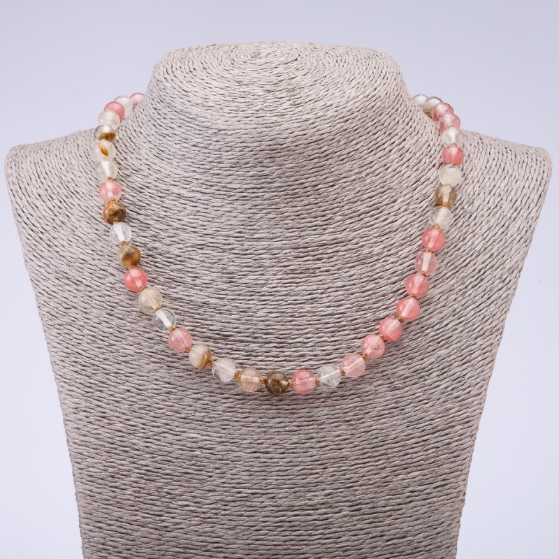 Náhrdelník z přírodního chalcedonu, průměr 8 mm, délka 45 cm