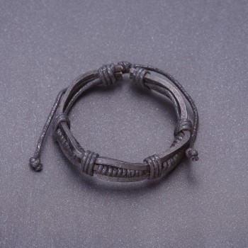 Náramek „Sledovatel“ černá eko kůže na stažení