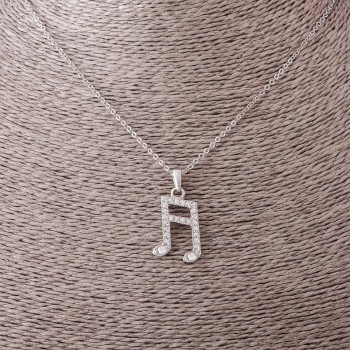 Přívěšek na řetízku „Nota“, průměr 2,5 cm, délka 55 cm, barva kovu: stříbrná
