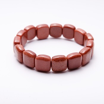 Náramek z aventurínu (syntetický) „zlatý písek“ na gumičce, korálky 12×12 mm, obvod 18 cm