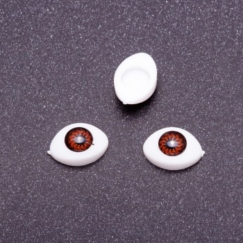 Kovové komponenty „Živé oči“ – pár, barva hnědá, zornice, průměr 6 mm, 8×12 mm, 50 párů