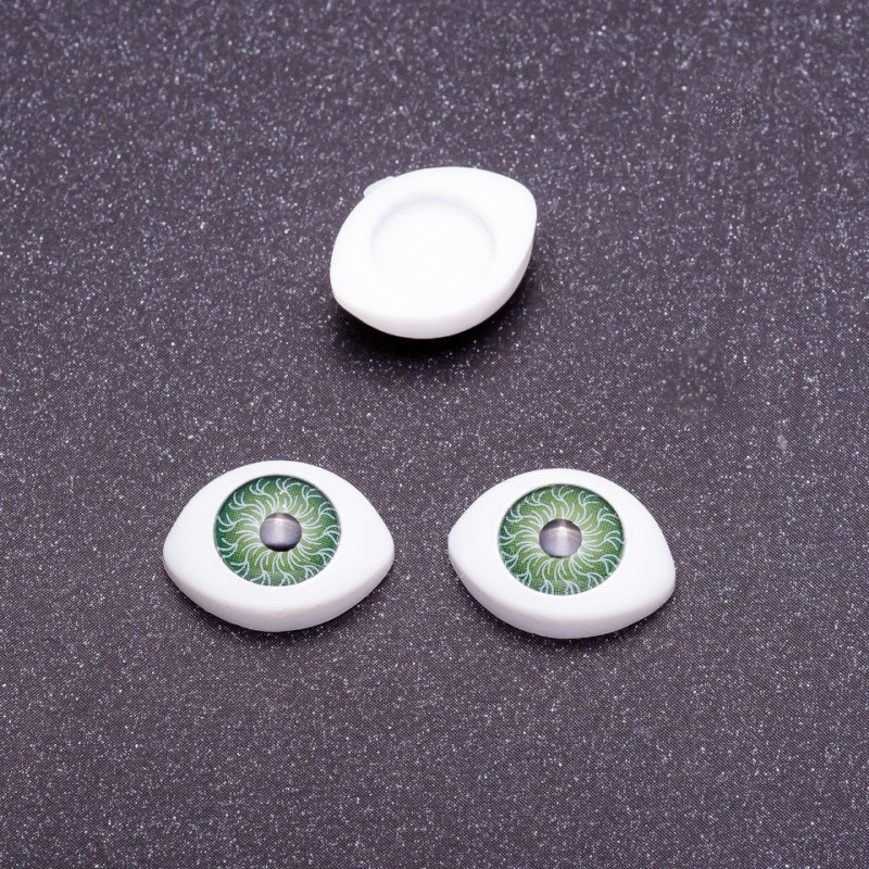 Kování «Živé oči» pár zelené barvy zornice, průměr 7 mm, 10×13 mm, balení 50 párů
