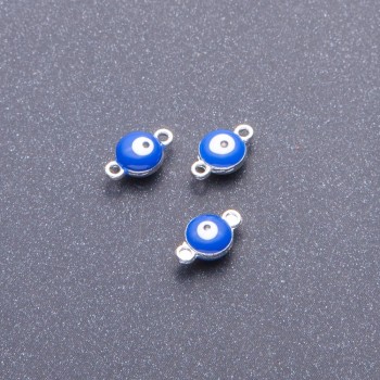 Konektor Oko modrý šedý kov, průměr 7 mm, délka 12 mm, balení 12 ks