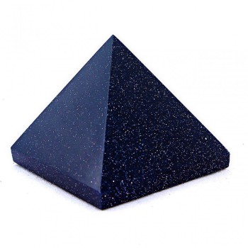 Pyramidový suvenýr z aventurínu, Modrý písek, Noční Káhira, tlačený (+-), výška 25 mm, délka 30 mm