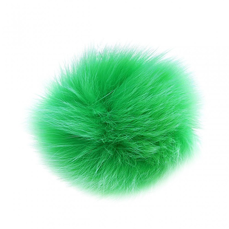 Přívěšek „Bubon“ z přírodní kožešiny na gumičce zelený