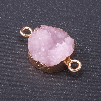 Konektor „Růžový sníh“ zlatá barva kovu, délka 1 mm, průměr 14 mm, plast