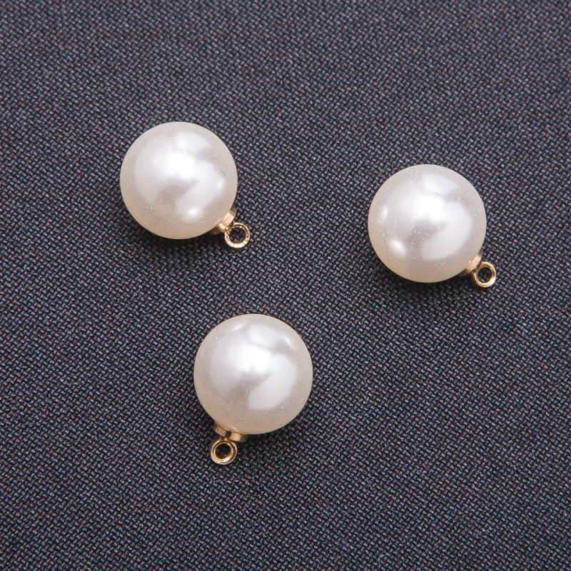 Přívěšek plastový 'Perla', průměr 13 mm, balení 10 ks