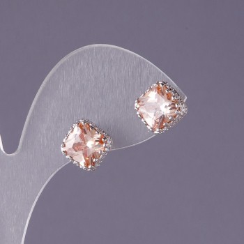 Náušnice se žlutými krystaly ve tvaru rombu, průměr 10 mm