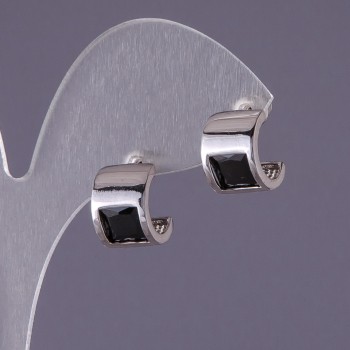 Náušnice s černými krystaly 13×9 mm