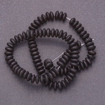 Korálky na niti šungit (umělé) hladké rondelové, průměr 10×4,5 mm, délka 38 cm