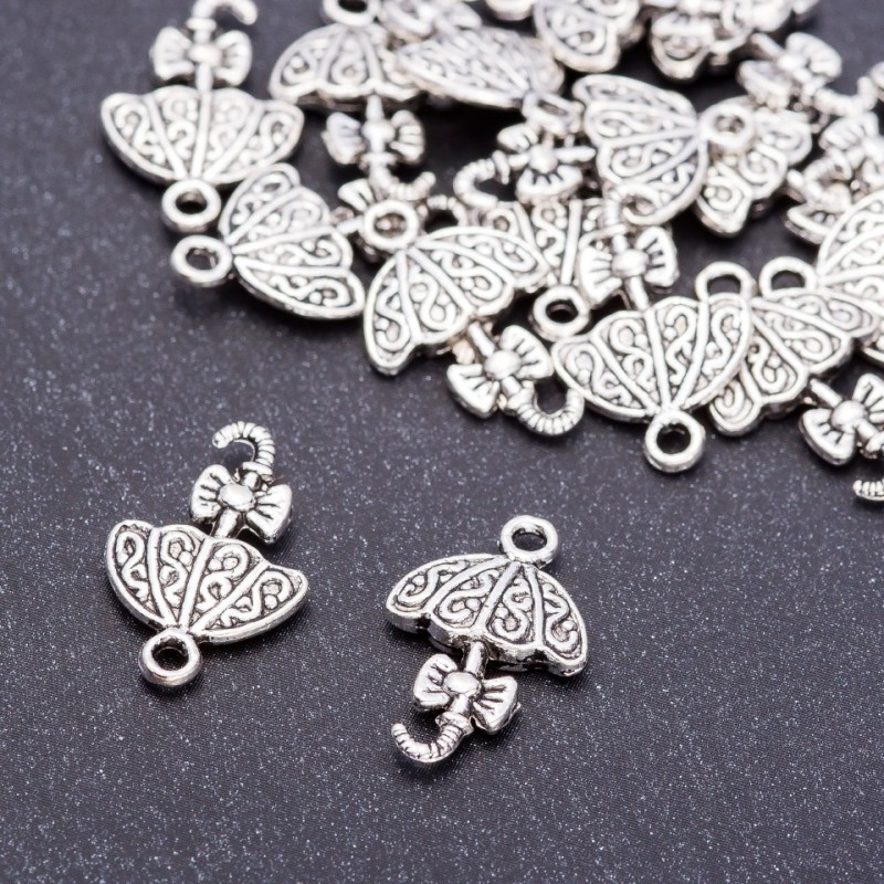 Přívěsek – Parasolka, průměr 13 mm, délka 20 mm, otvor 3 mm, balení 20 g ± 17 ks