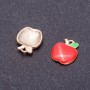 Přívěsek Jablko, červený smalt, pozlacení, průměr 12 mm, délka 15 mm, otvor 5 mm, 7 ks