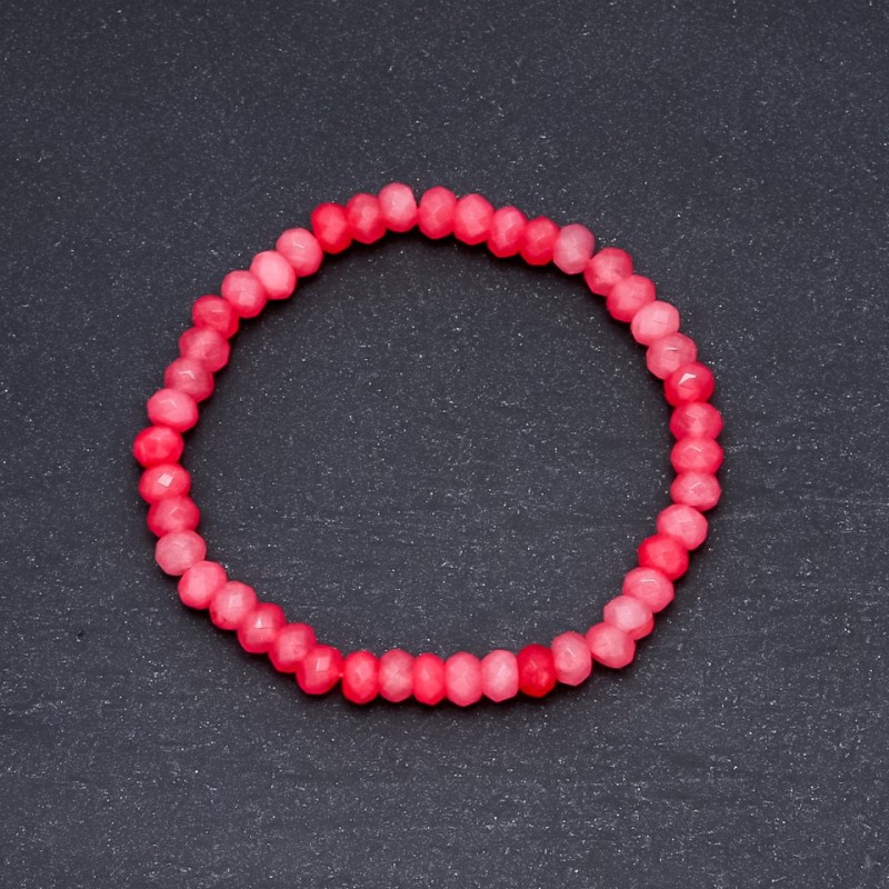 Náramek "Turmalín" (umělý) tmavě růžový, průměr 6×4 mm na gumičce