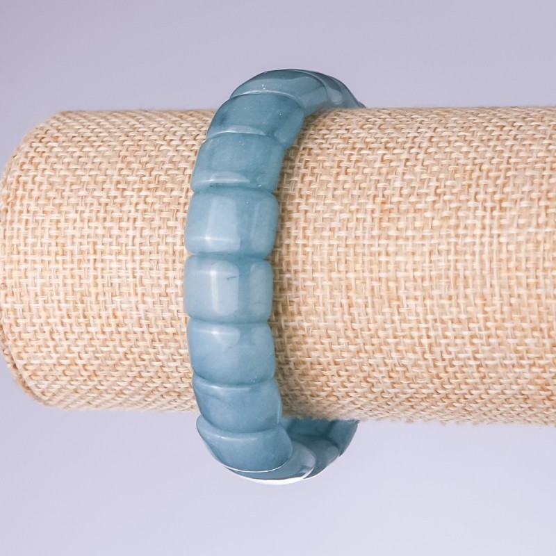 Náramek z akvamarínu, články 15×11 mm na gumičce