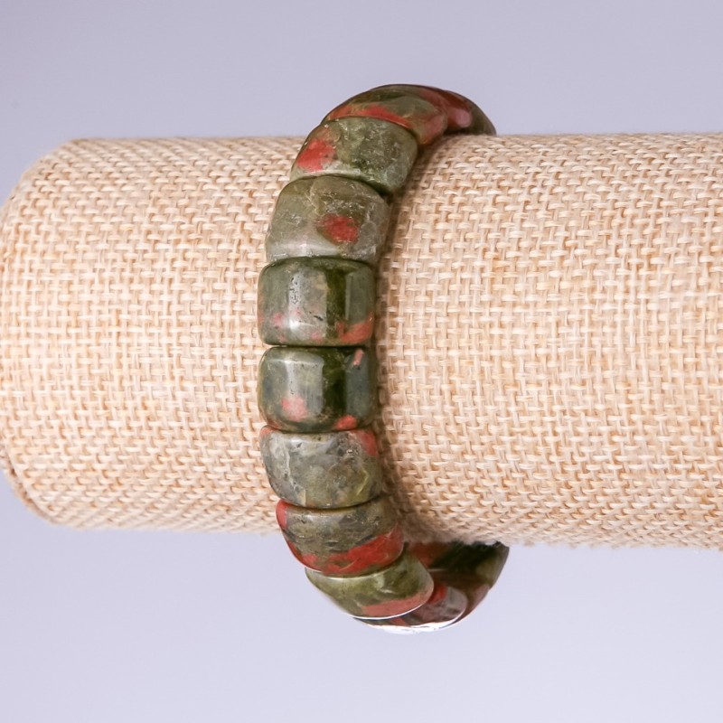 Náramek z heliotropního jaspisu, články 15×11 mm, na gumičce