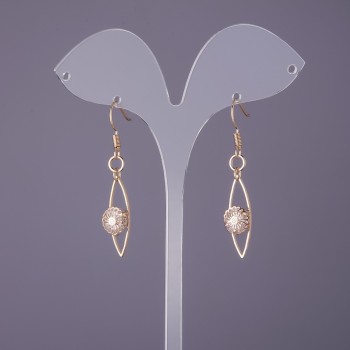 Náušnice «Itaolao» s krystaly, průměr 9 mm, délka 47 mm, zlatá barva