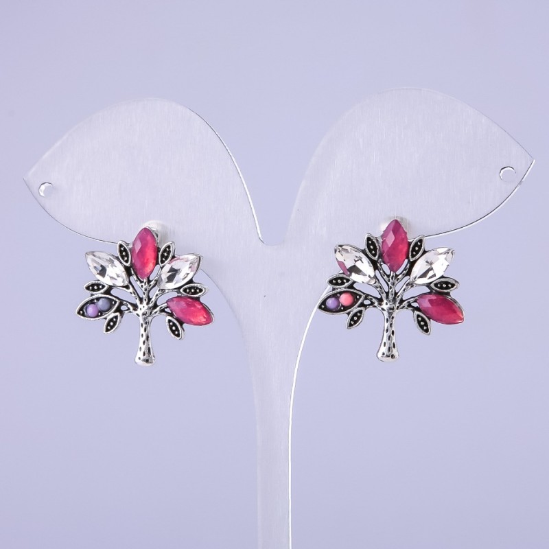 Náušnice ve tvaru stromu se červenými krystaly 22×22 mm