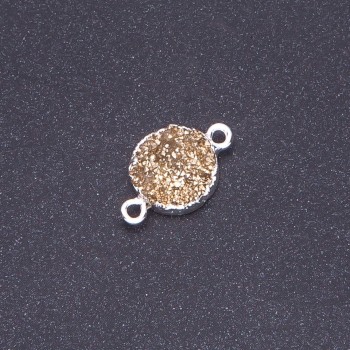 Konektor zlatý Drúza, akryl, stříbro, průměr 14 mm, tloušťka 3 mm