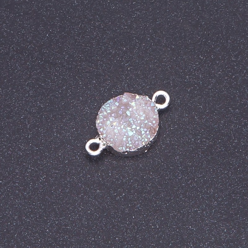 Konektor bílý kosmos "Drůza" akryl "stříbro", průměr 14 mm, délka 3 mm