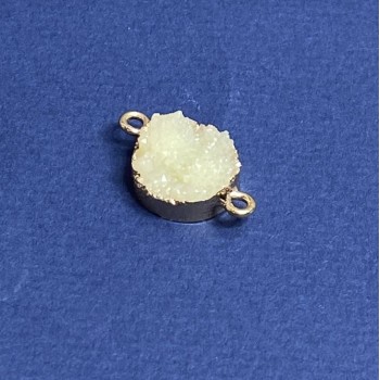 Konektor bílý «Druza» akryl «zlatý», průměr 14 mm, tloušťka 3 mm