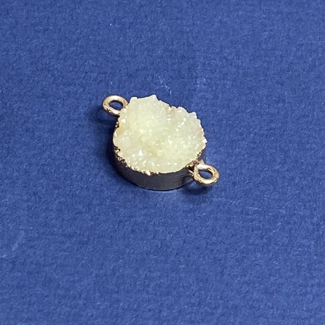 Konektor bílý «Druza» akryl «zlatý», průměr 14 mm, tloušťka 3 mm