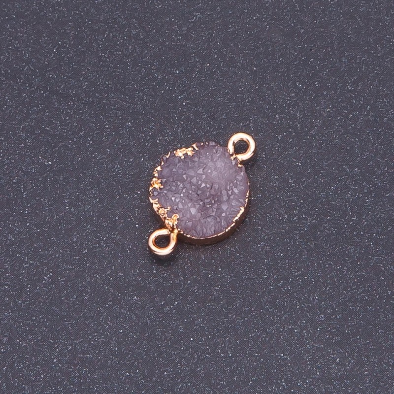 Konektor lilový „Druza“ akryl „zlaté“, průměr 14 mm, délka 3 mm
