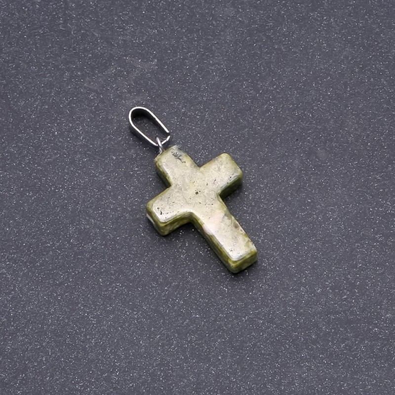 Přívěšek kříž z heliotropu 25×18 mm