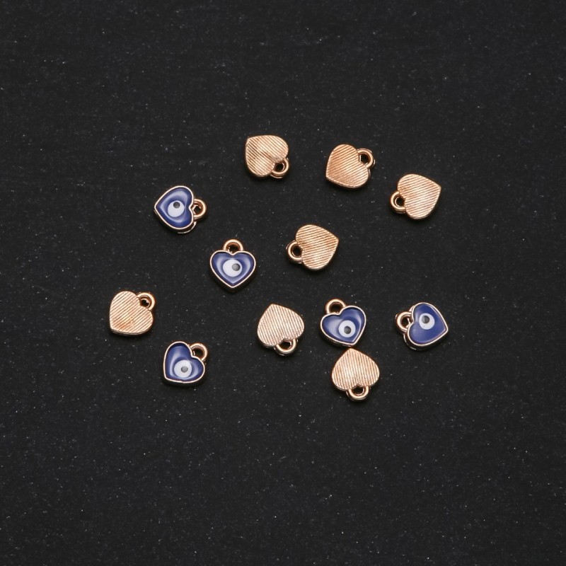Přívěsek srdíčko „oči“ smalt 7×8 mm, balení 12 ks