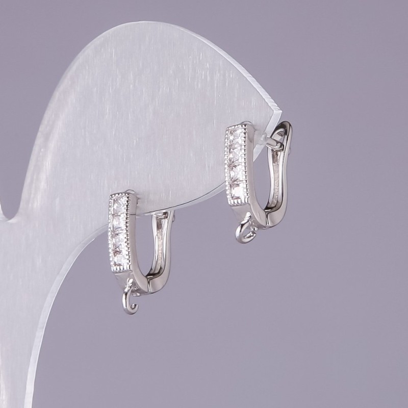 Háčky na náušnice 14×3 mm se štrasovou drážkou