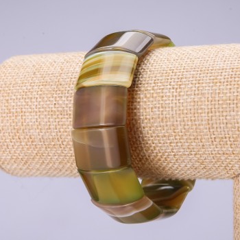 Náramek z achátu, články 15×25 mm, obvod 18 cm