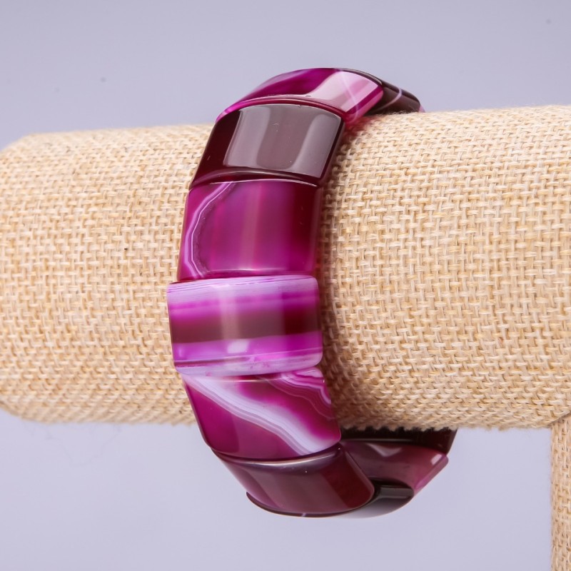 Náramek z achátu – články 15 × 25 mm, obvod zápěstí 18 cm