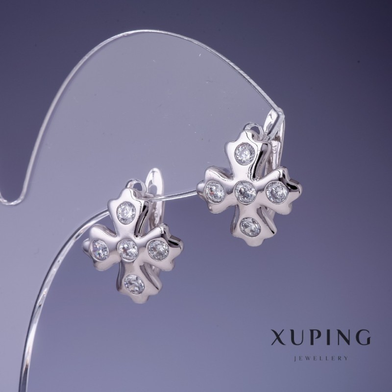 Náušnice Xuping Čtyřlístek rhodiované 15×16 mm